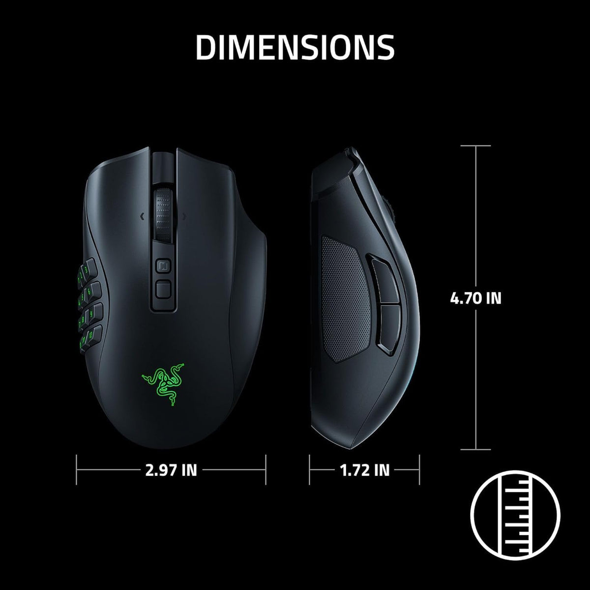 Razer Naga V2 Pro Wireless MMO Gaming Mouse – 30K DPI, 19+1 Buttons, HyperScroll Pro Wheel - New Condition