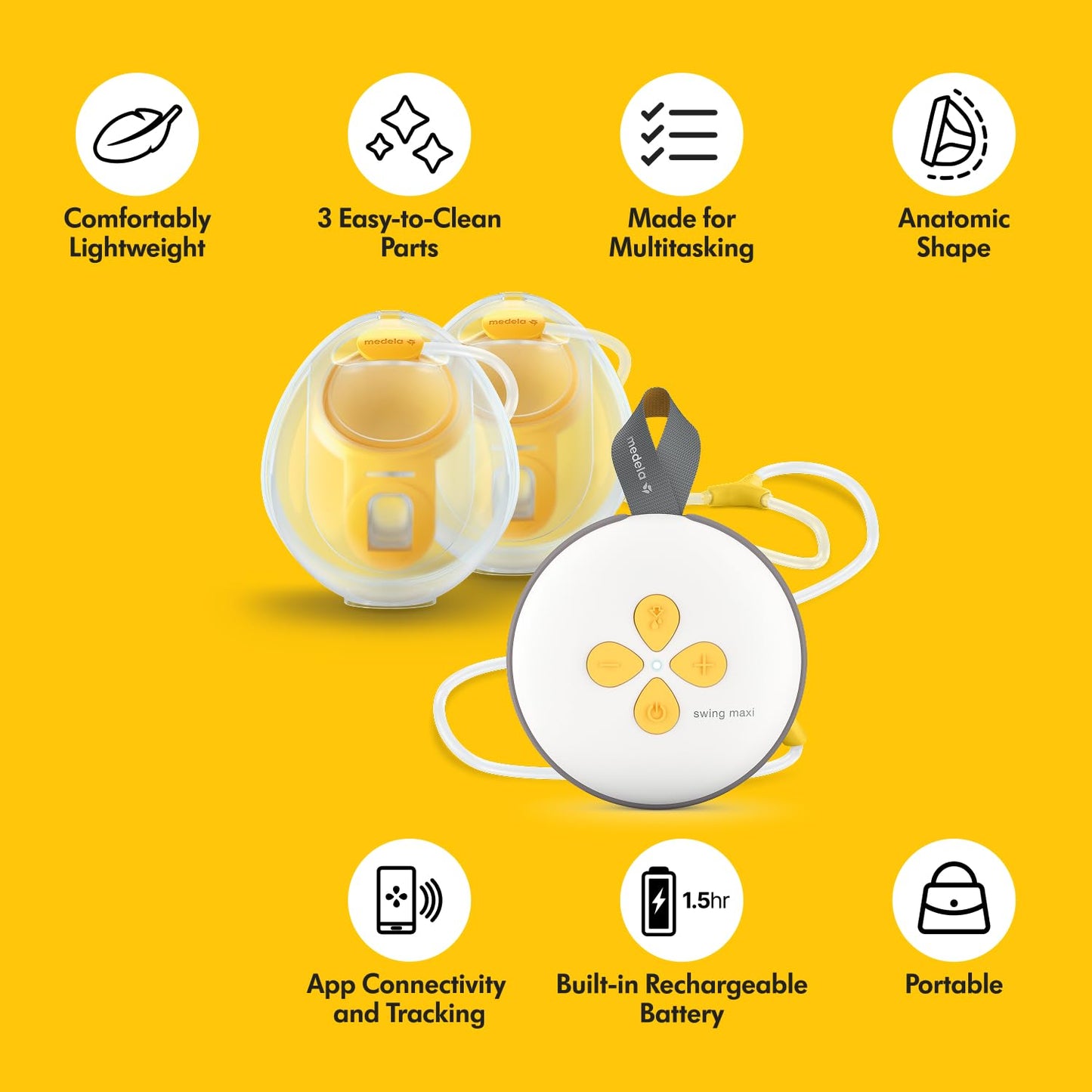 Medela Swing Maxi Double Electric Breast Pump White with App Connectivity - Excellent Condition