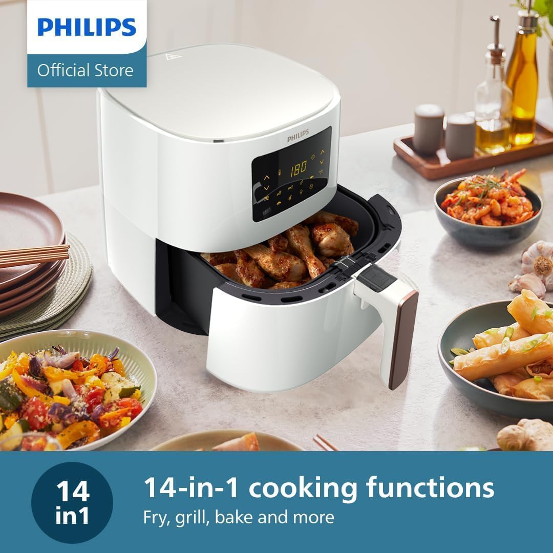 Philips Essential Air Fryer - 4.1 L Pan, Deep Fryer without Oil, Rapid Air Technology, HomeID Recipe App, Time & Temp Control - New Condition