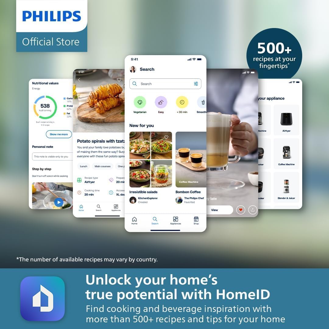 Philips Essential Air Fryer - 4.1 L Pan, Deep Fryer without Oil, Rapid Air Technology, HomeID Recipe App, Time & Temp Control - New Condition