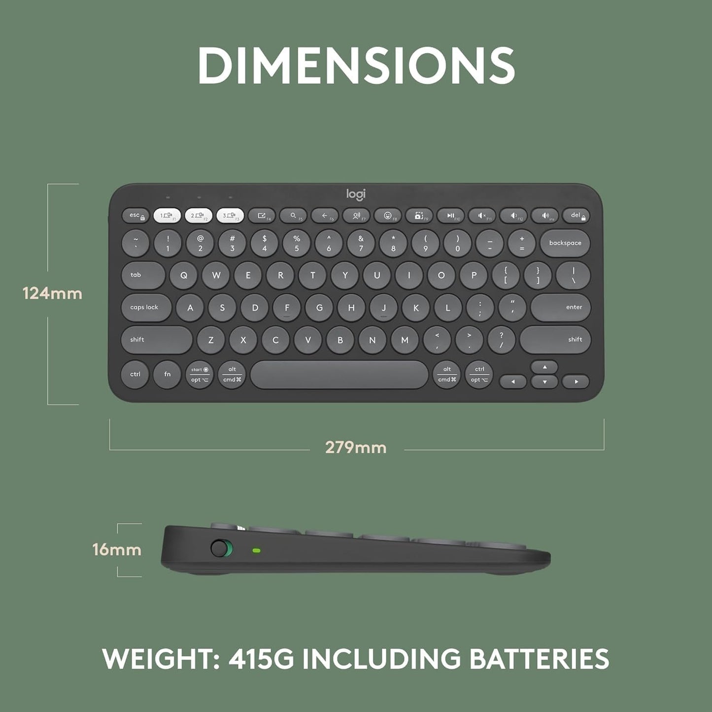 Logitech Pebble Keys 2 K380s Bluetooth Keyboard – Tonal Graphite - New Condition
