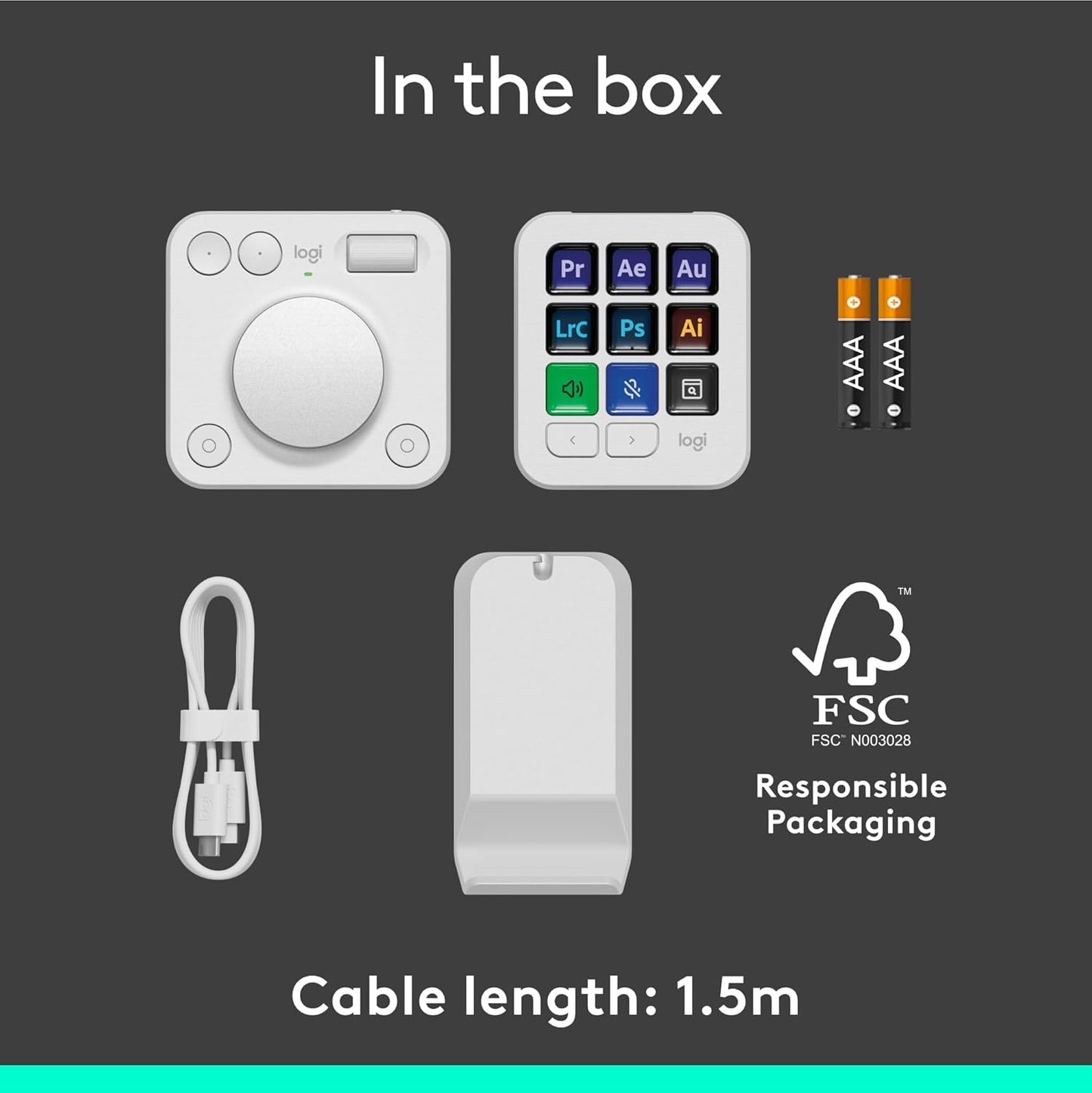 Logitech MX Creative Console Programmable Keypad – Pale Grey - New Condition