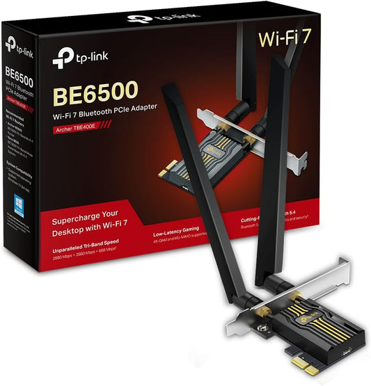TP-Link Archer TBE400E BE6500 Wi-Fi 7 Tri-Band Adapter 6.5Gbps - New Condition