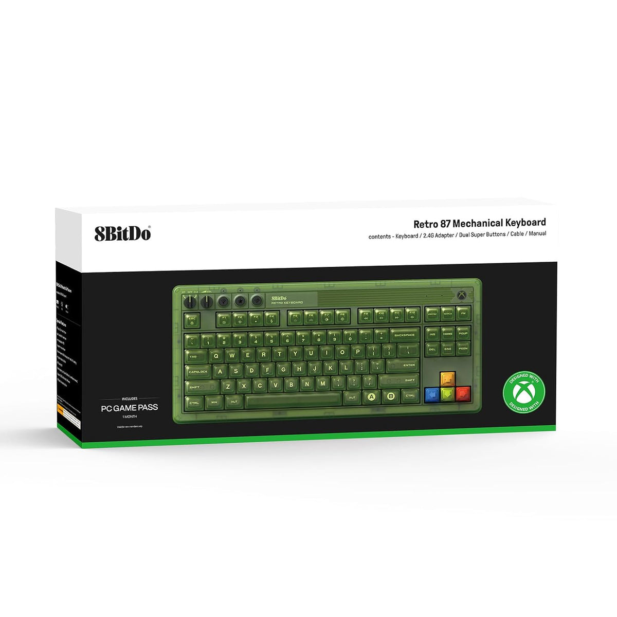 8BitDo Retro 87 Mechanical Keyboard RGB Wireless Xbox Edition - New Condition