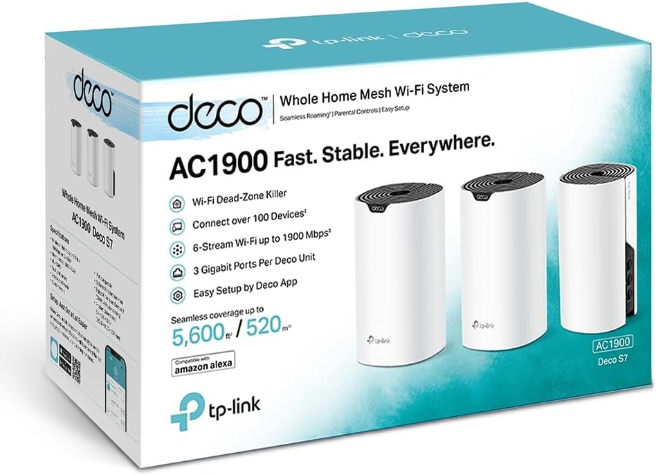 TP-Link Deco AC1900 Whole Home Mesh Wi-Fi System (Deco S7 3-Pack) - New Condition
