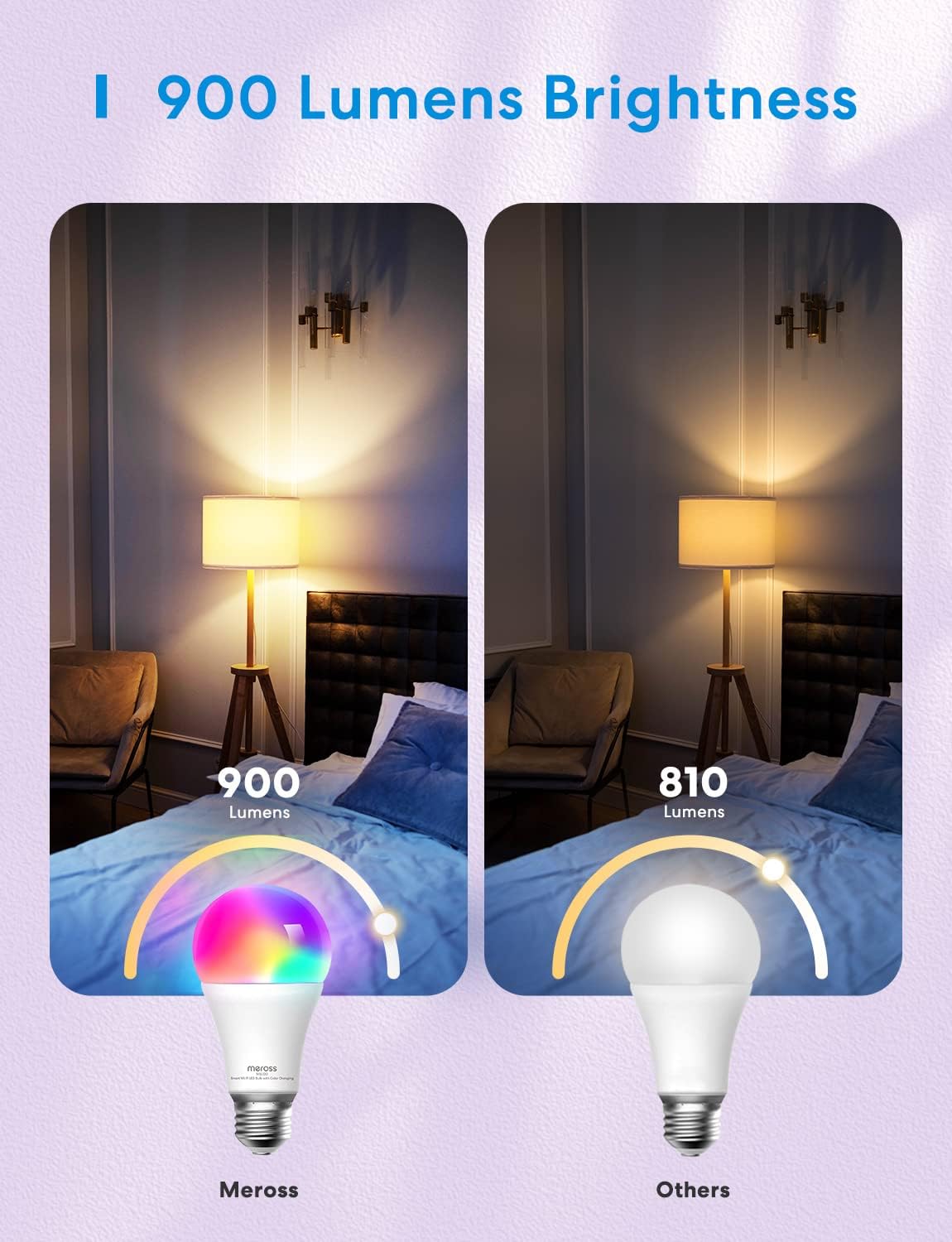 Meross MSL120 Smart WiFi LED Bulb 4-Pack 900lm RGB Colour Changing - New Condition
