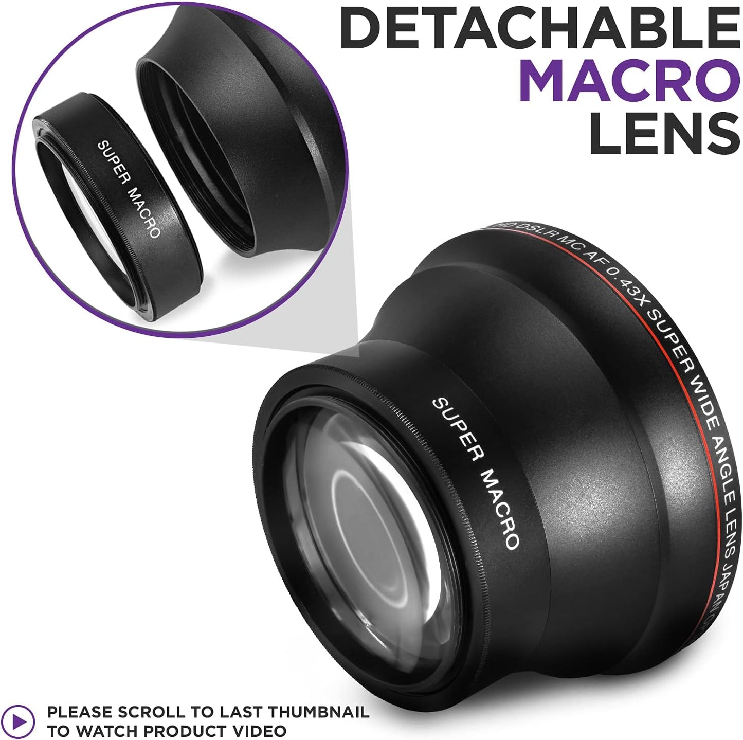 Altura Photo 49mm 0.43x Professional HD Wide Angle Lens with Macro for Mirrorless Cameras - New Condition