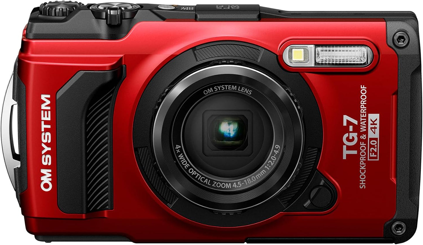 OM SYSTEM TG-7 Tough Camera - Red - Excellent Condition