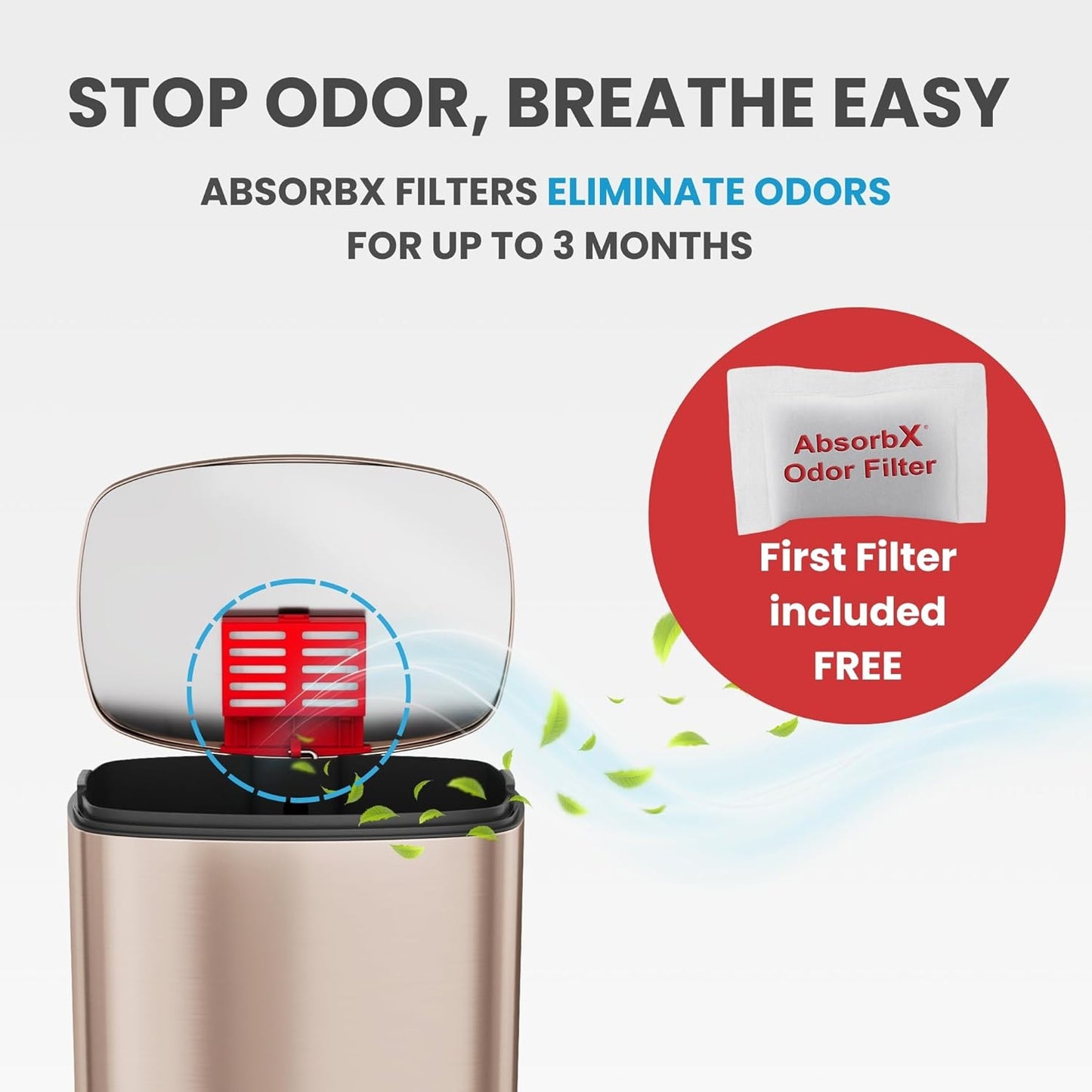 iTouchless SoftStep 13.2 Gallon Trash Can – Rose Gold, Odor Filter, Step Pedal - Good Condition