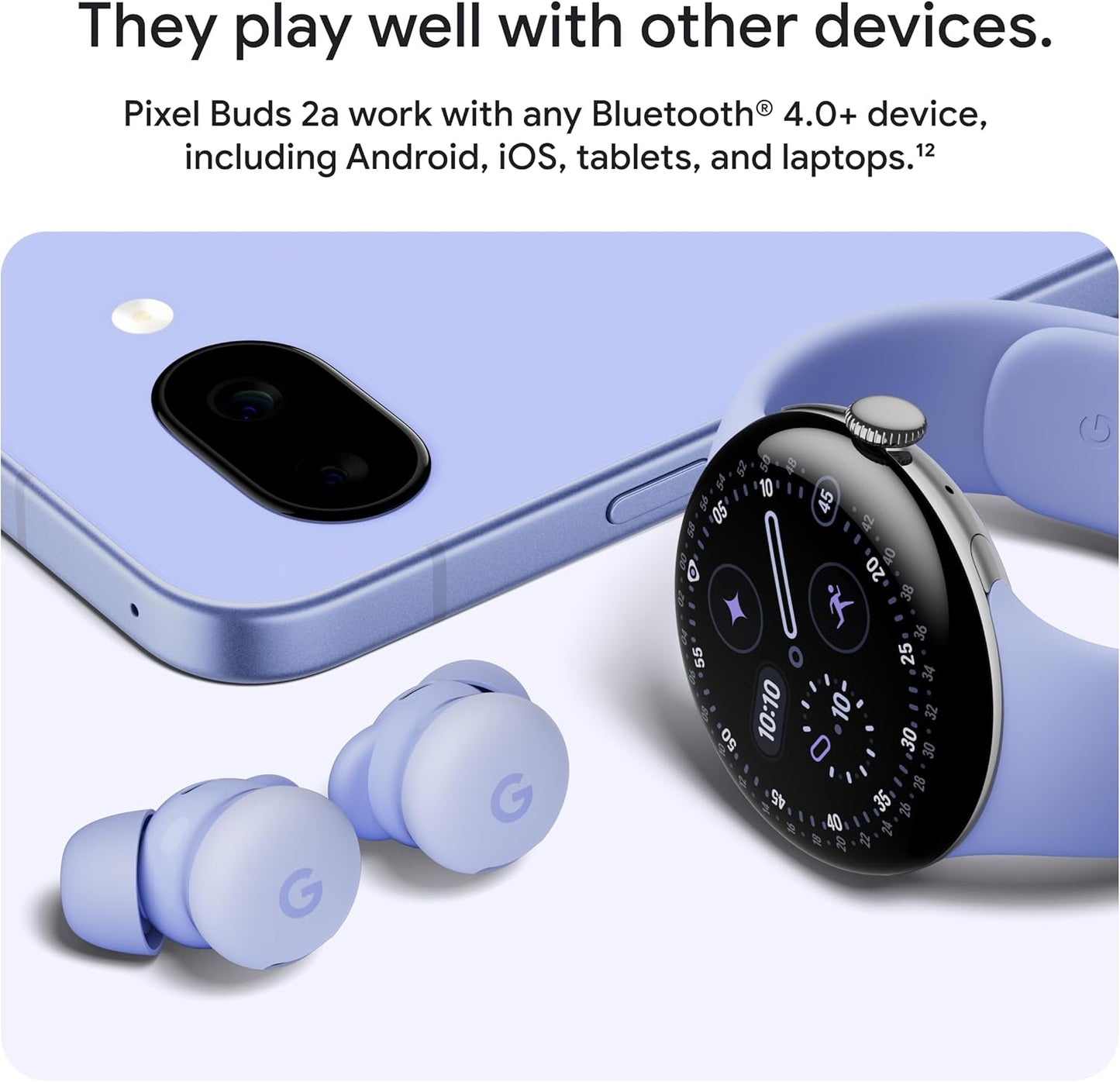 Google Pixel Buds 2a Wireless Bluetooth Earbuds Iris - Excellent Condition