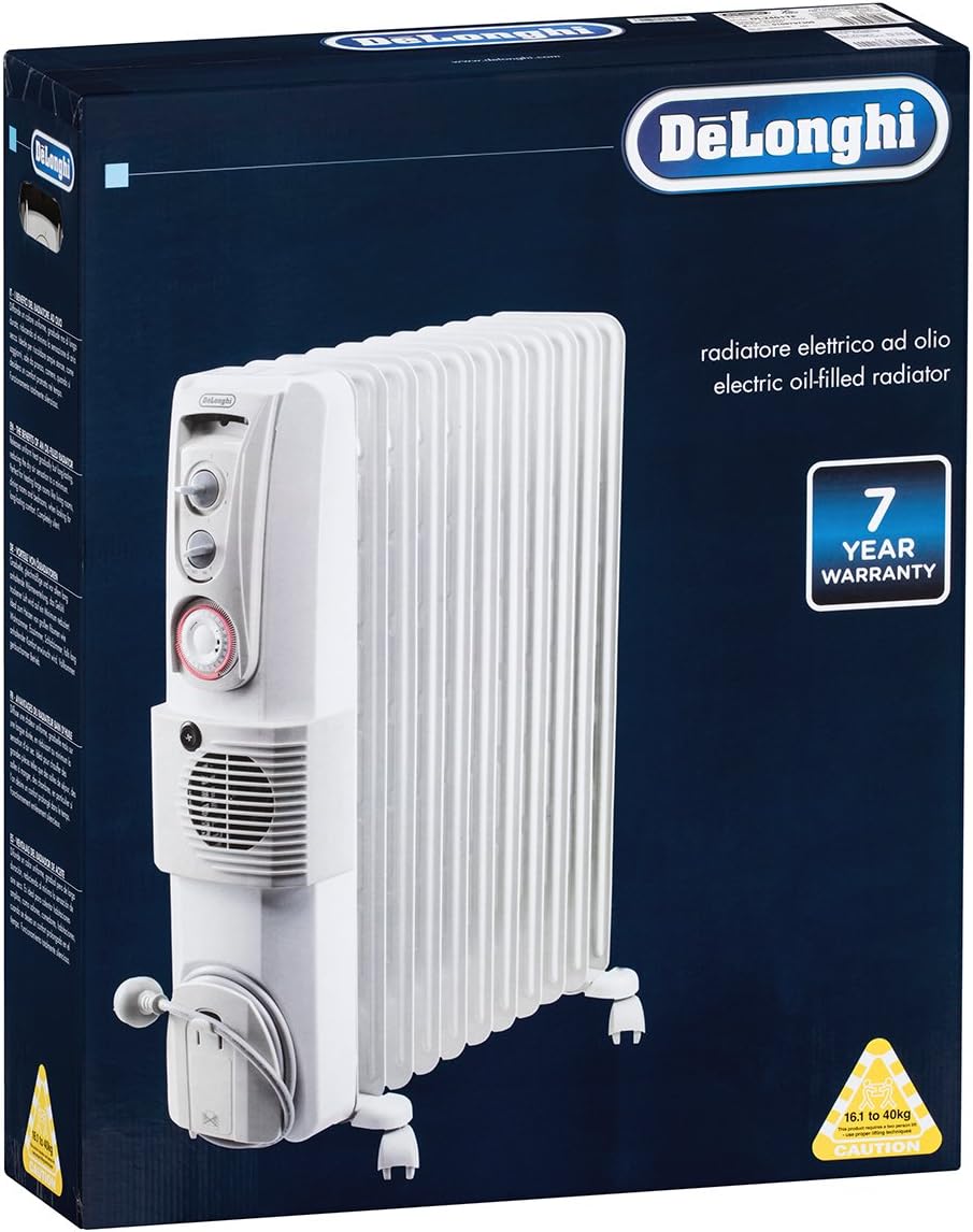 De'Longhi Portable Oil Column Heater 2400W with Timer & Fan - Good Condition