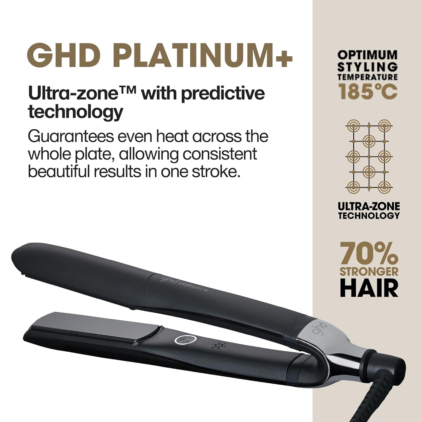 ghd Platinum+ Smart Hair Straightener & Curler with Ultra-Zone Technology - Black - New Condition