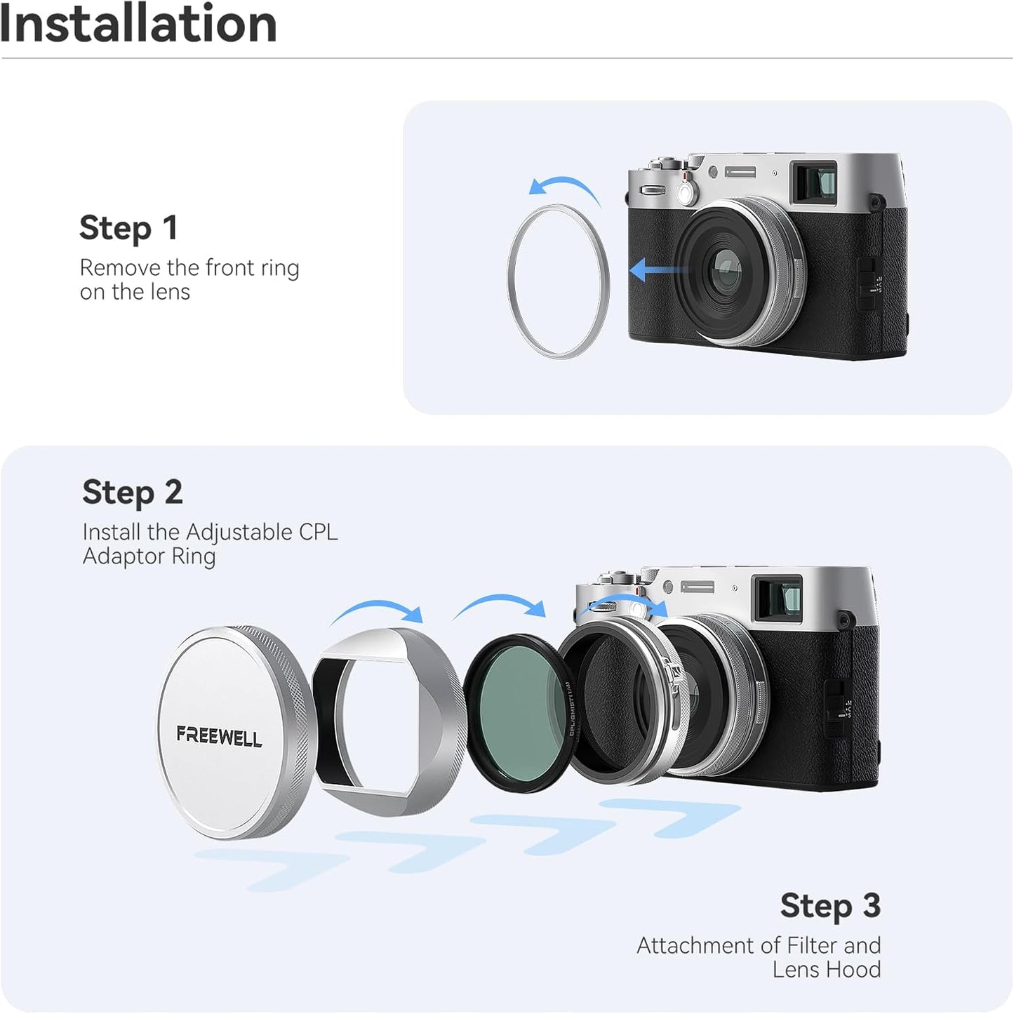 Freewell CPL/MIST 1/4 Filter Kit with Lens Hood for Fujifilm X100 Series - New Condition