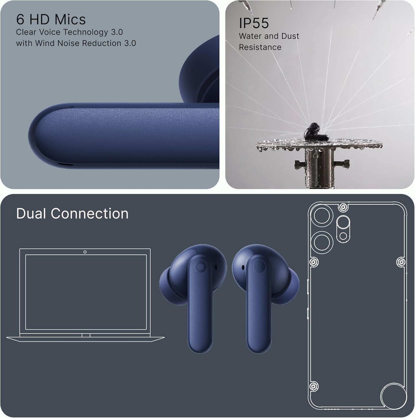 CMF Buds 2 Plus Wireless Earbuds Adaptive Noise Cancelling, Hi-Res Audio, 12mm Drivers Blue - New Condition