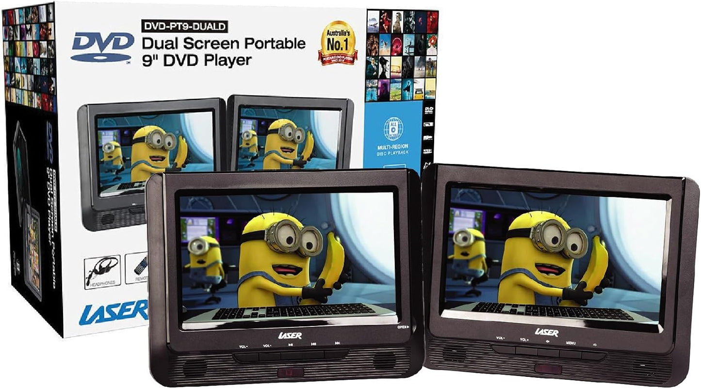 Laser 9-Inch Portable DVD Player Dual Screen Region Free - Good Condition