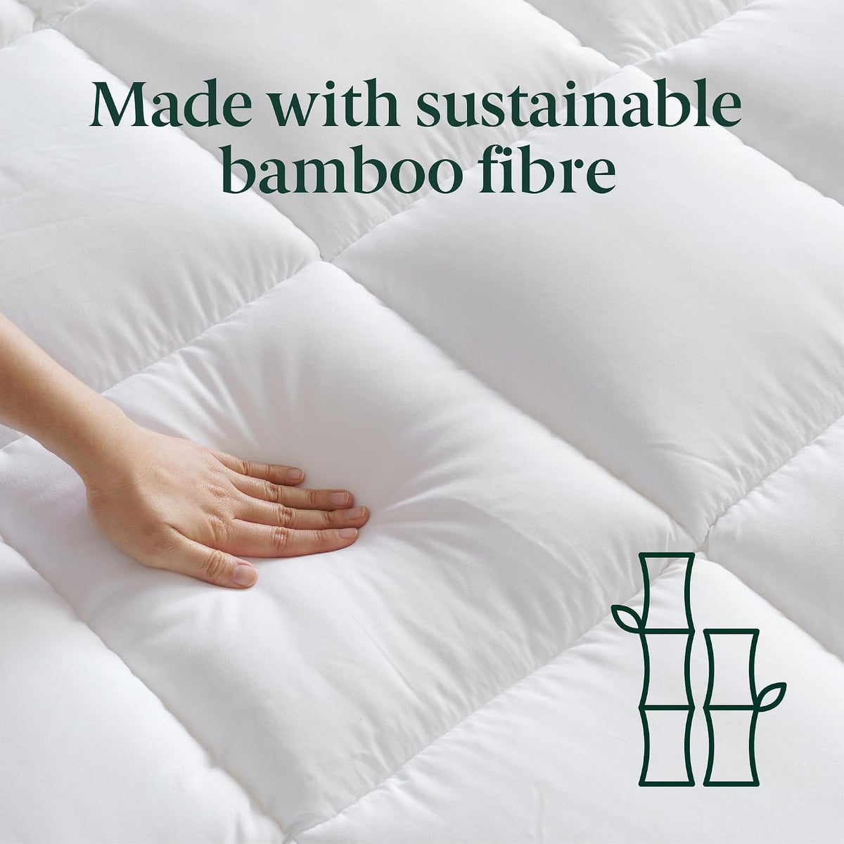 Zinus Bamboo Mattress Topper Queen Size 5cm – Quilted Pillowtop Protector - New Condition