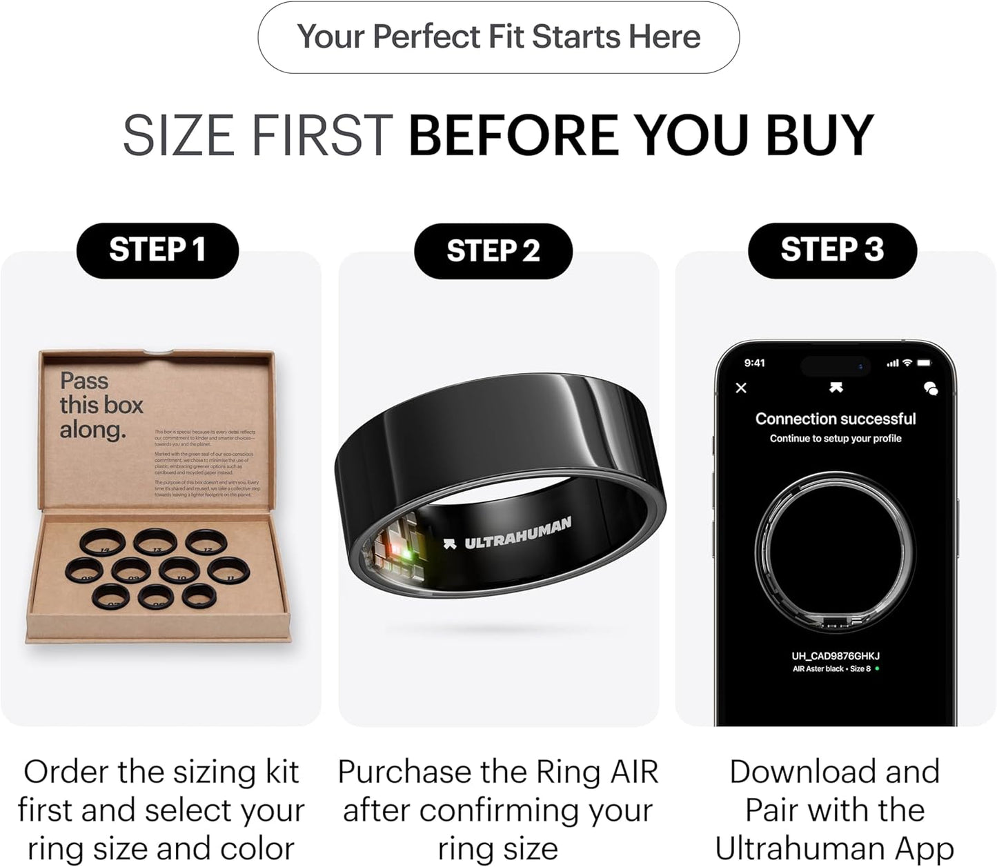 Ultrahuman Ring AIR Smart Ring for Sleep, Fitness & Health Tracking - New Condition
