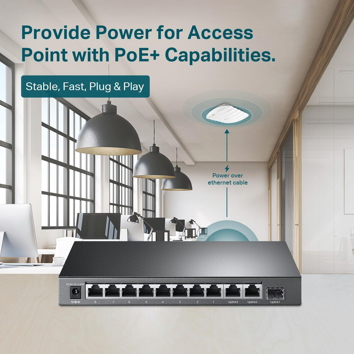 TP-Link TL-SG1210MP 10-Port Gigabit PoE+ Switch 123W - New Condition