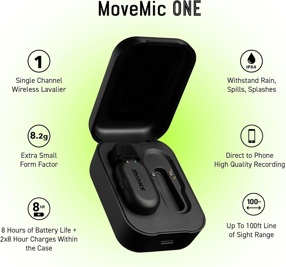 Shure MoveMic One Wireless Lavalier Microphone Direct to Phone - New Condition