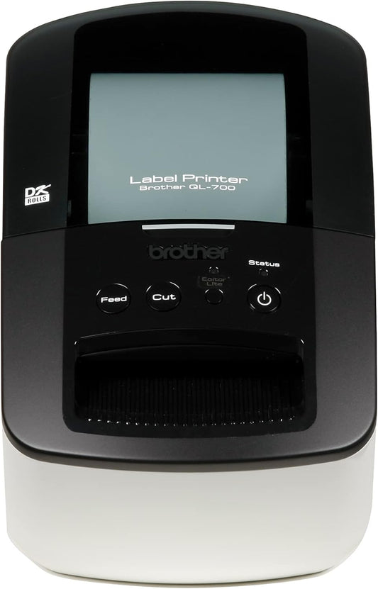 Brother QL-700 Label Maker – USB 2.0 Desktop Label Printer, 93 Labels/Minute, 300 x 600 DPI, Black - Excellent Condition