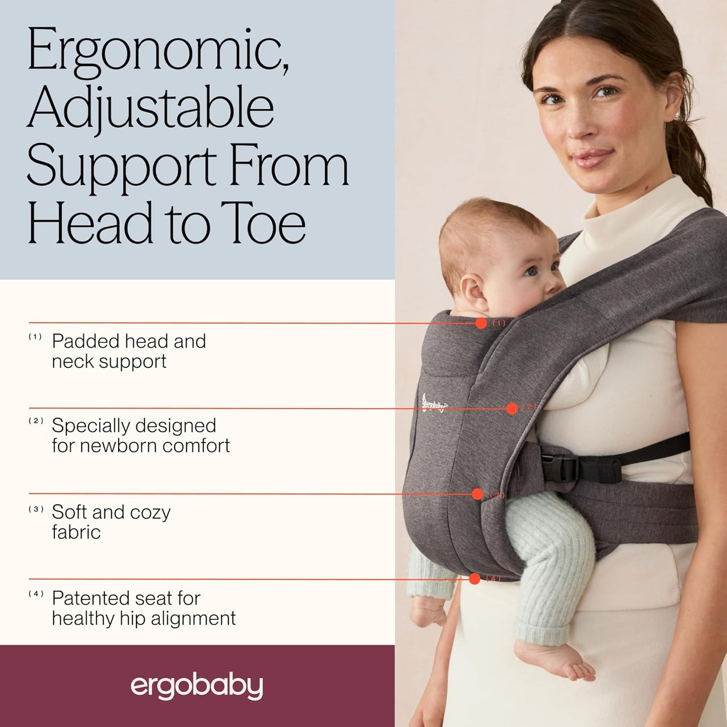 Ergobaby Embrace Newborn Baby Carrier for Infants 0-12 Months Cream - Excellent Condition
