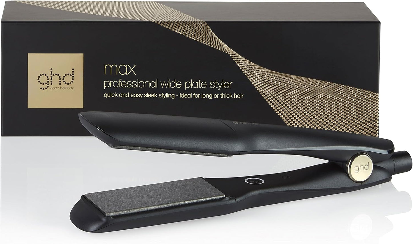 ghd Max Wide Plate Hair Straightener Black – 185°C, Universal Voltage - New Condition