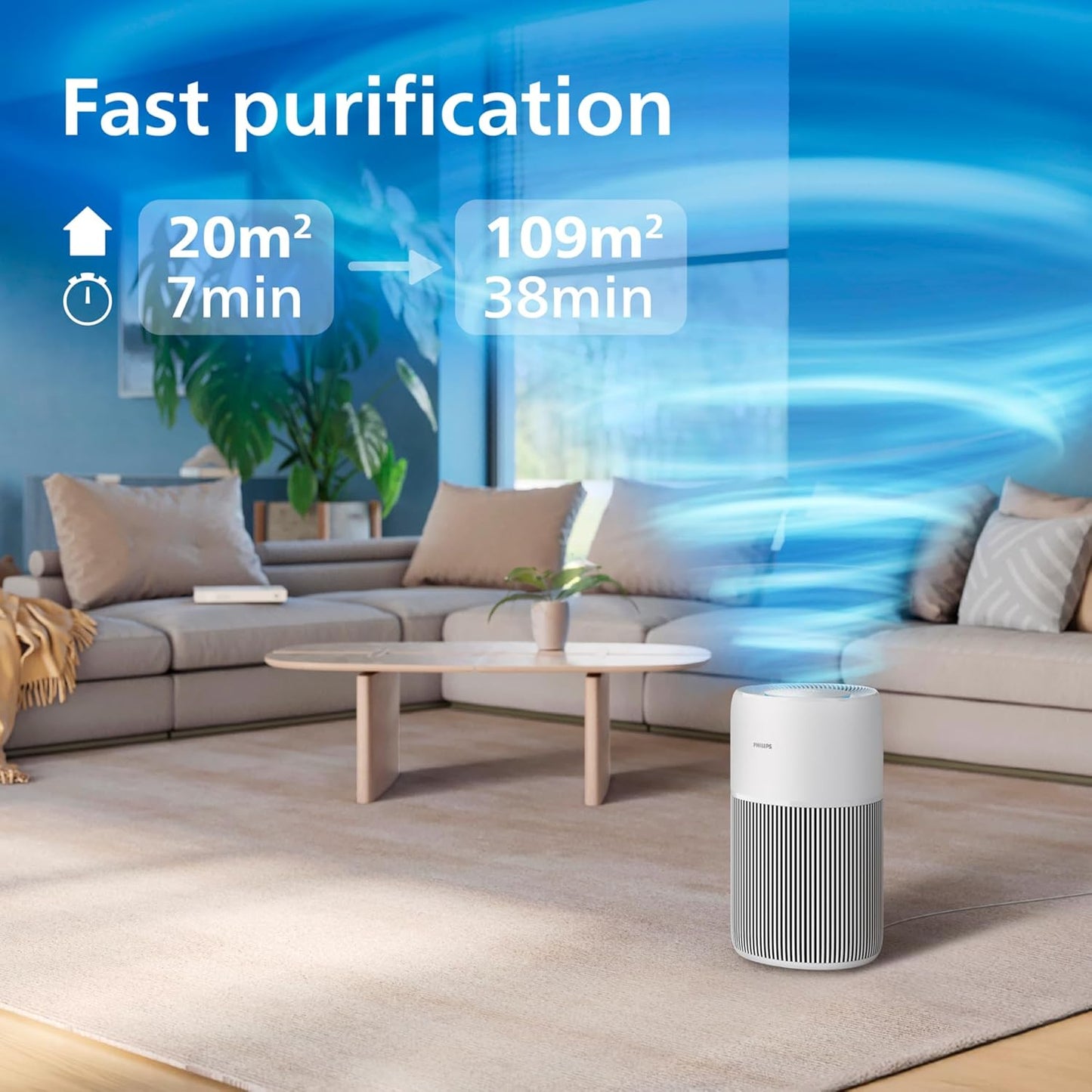 Philips 2200 Series HEPA Air Purifier for Rooms up to 104m² - New Condition
