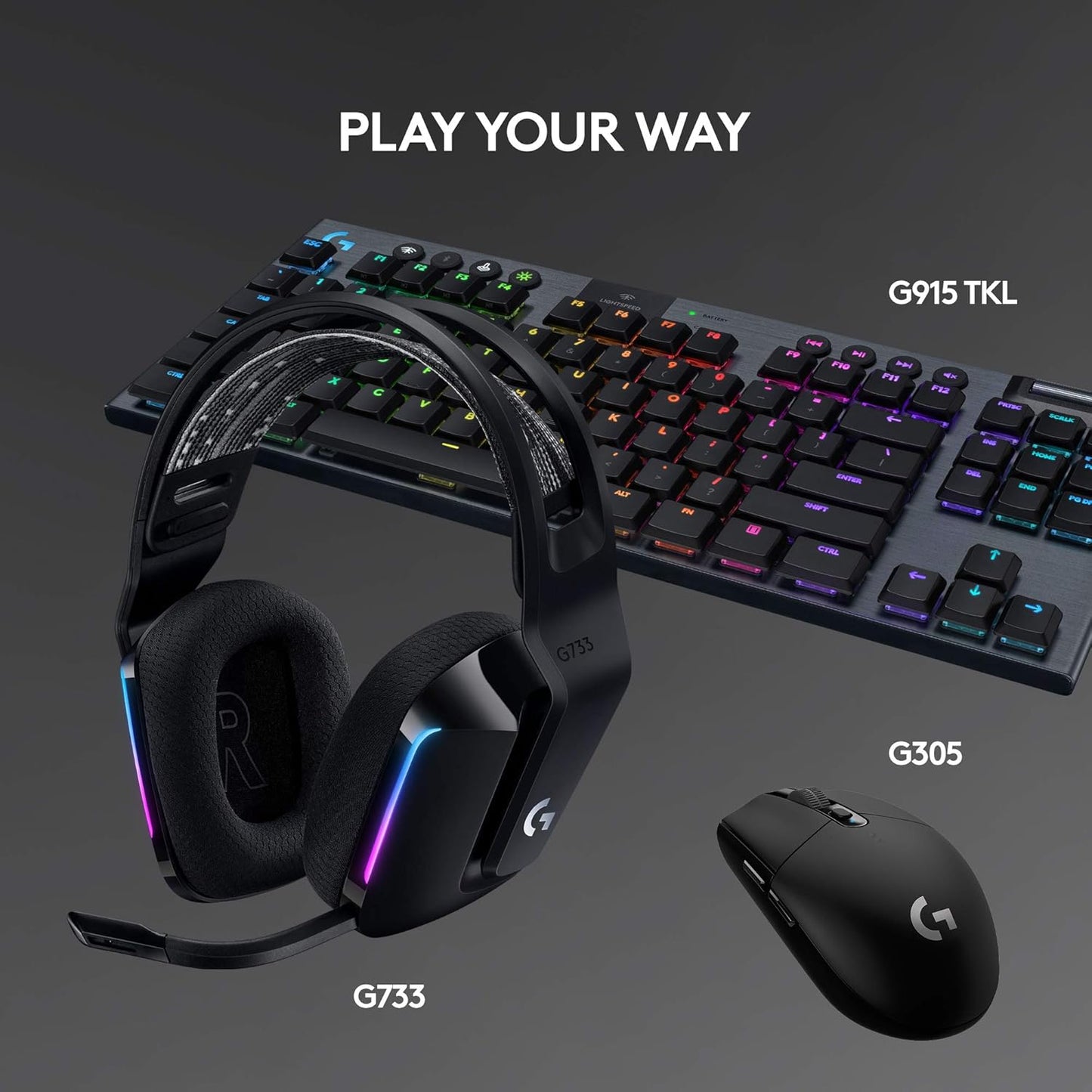 Logitech G733 Lightspeed Wireless Gaming Headset – Black - Excellent Condition