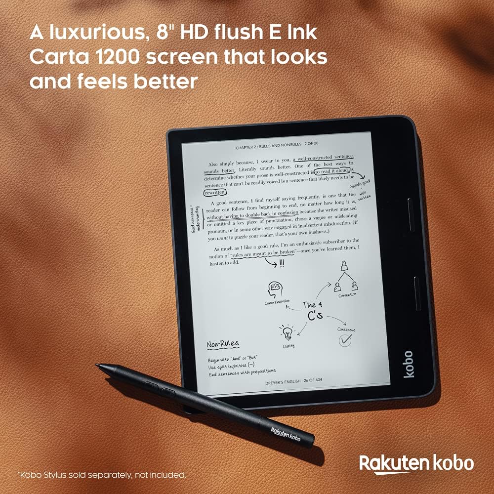 Kobo Sage 8” HD eReader with Adjustable Brightness and Blue Light Filter - New Condition