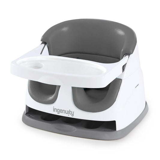 Ingenuity Baby Base 2-in-1 Booster Feeding & Floor Seat with Tray - Slate - New Condition