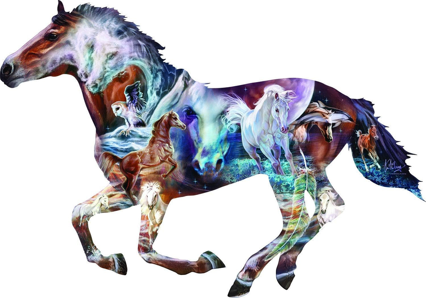 Sunsout 2019 The Mystery of The Horse 800 Piece Horses Shaped Puzzle - New Condition