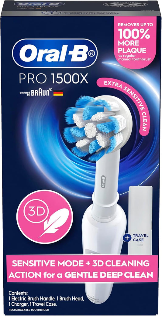 Oral-B Pro 1500 Max Powered by Braun Electric Toothbrush with Travel Case - New Condition
