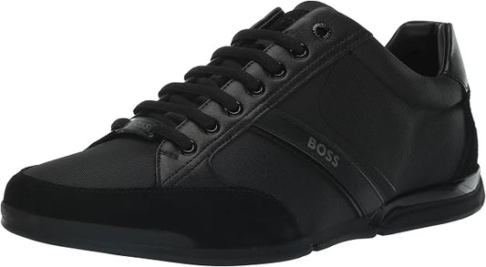 BOSS Hugo Men’s Saturn Profile Low Top Sneakers – Black, UK 7 / US 8 - New Condition