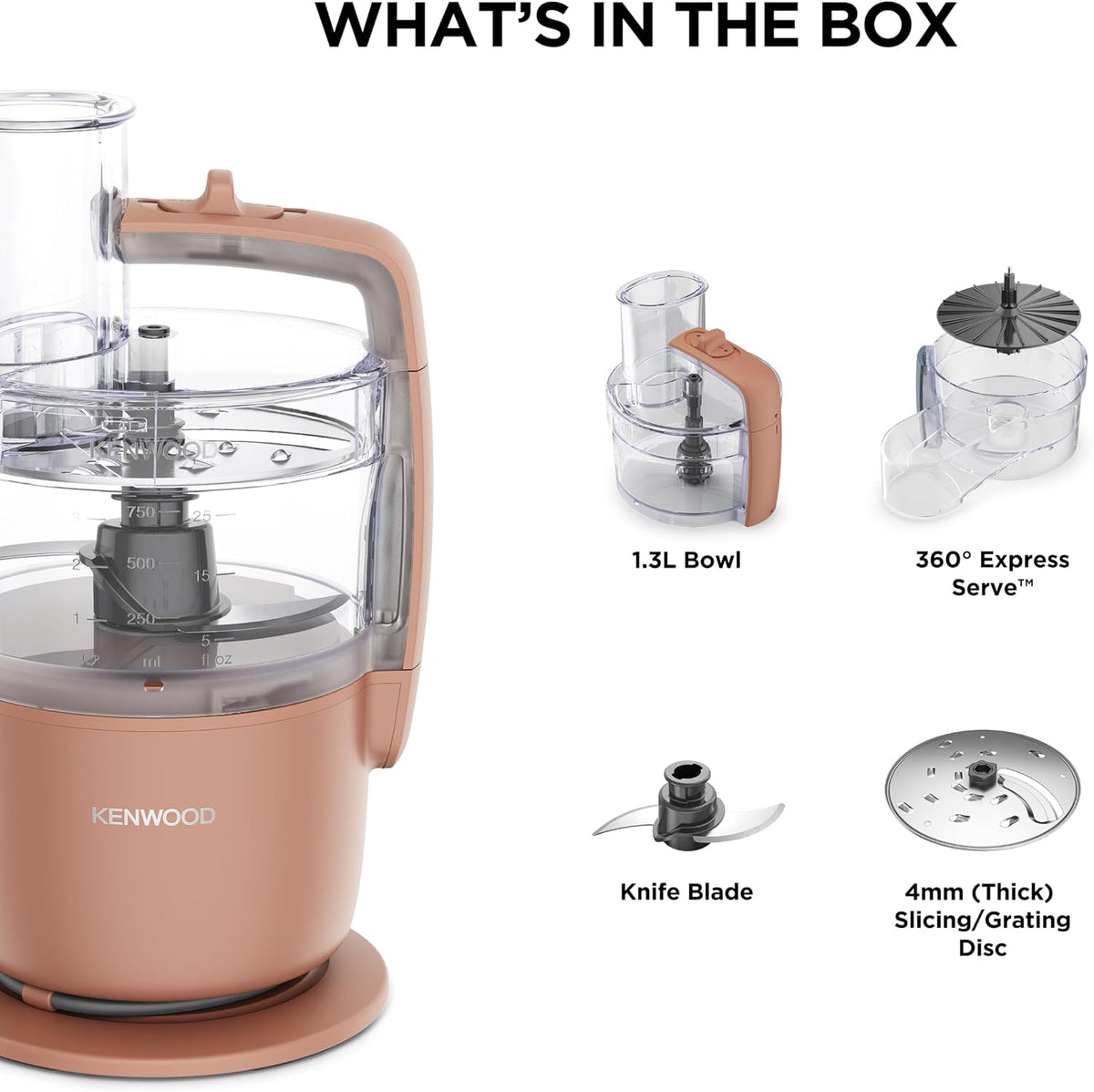Kenwood MultiPro Go FDP22.130RD 650W Food Processor 1.3L Clay Red - New Condition