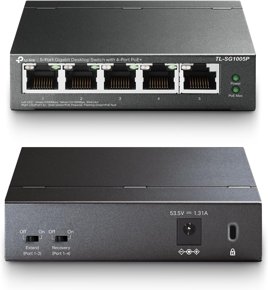 TP-Link TL-SG1005LP 5-Port Gigabit PoE+ Desktop Switch - New Condition