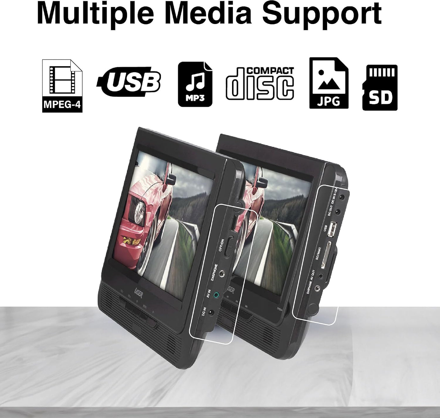 Laser 9-Inch Portable DVD Player Dual Screen Region Free - Good Condition