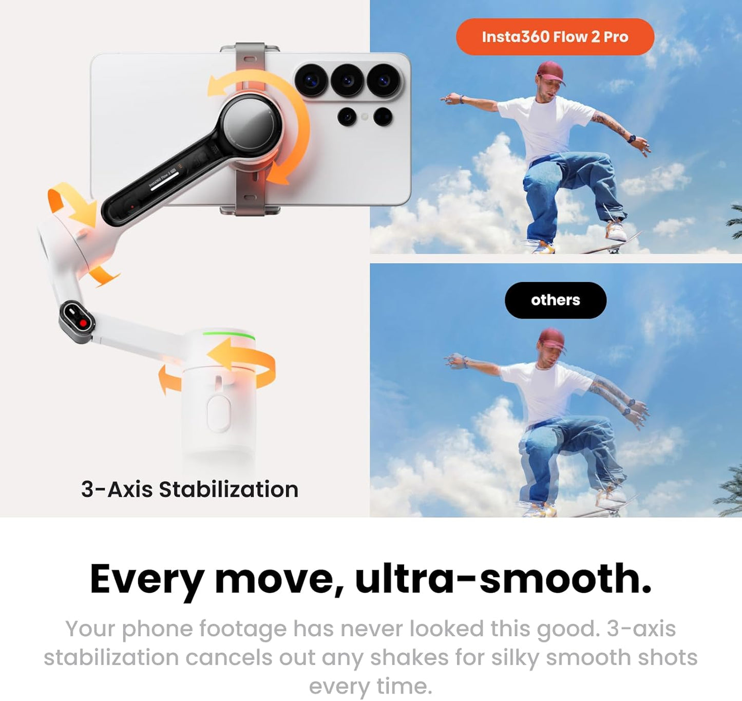 Insta360 Flow 2 Pro AI Smartphone Gimbal Stabilizer - Grey - New Condition