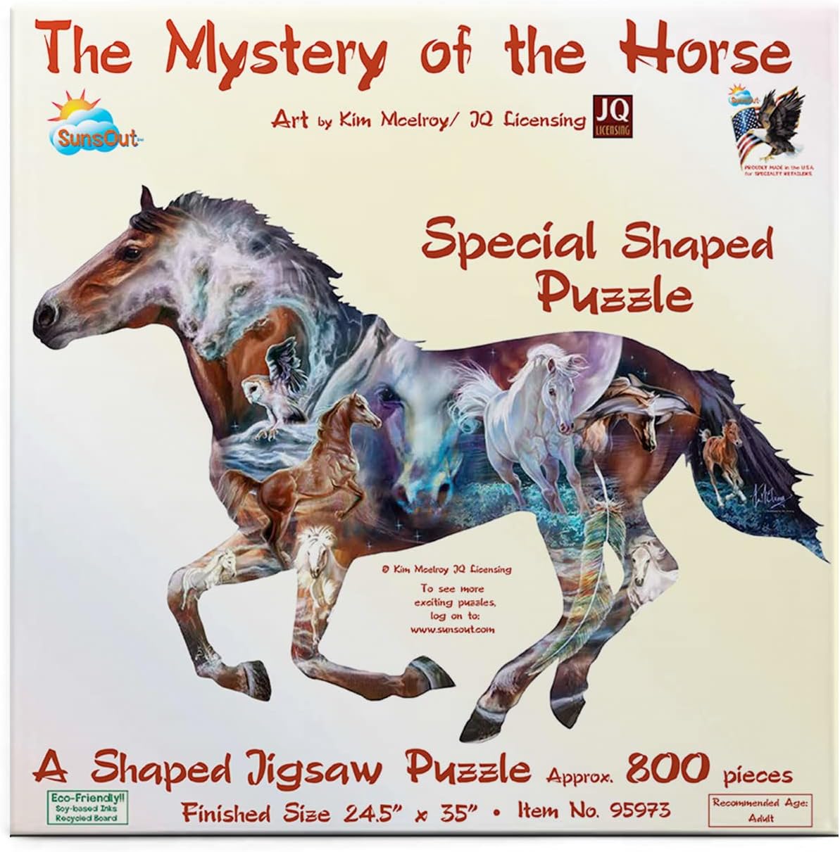Sunsout 2019 The Mystery of The Horse 800 Piece Horses Shaped Puzzle - New Condition