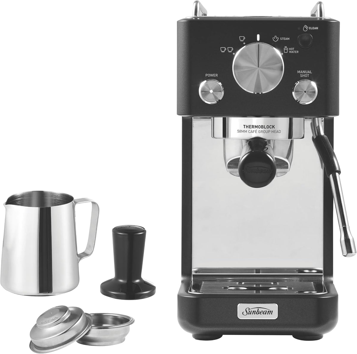 Sunbeam Origins Slimline Espresso Machine – Compact 160mm, Black - Excellent Condition