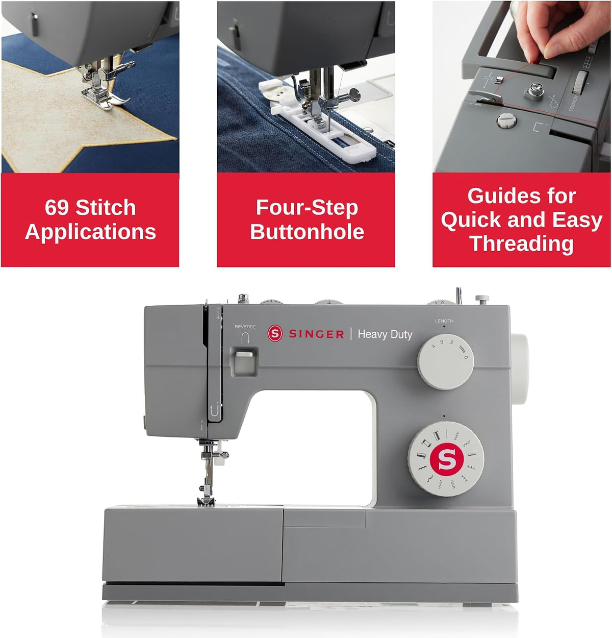 SINGER Heavy Duty 4411 Domestic Sewing Machine – High-Speed 1,100 Stitches/Min, Metal Frame, 69 Stitch Applications - New Condition