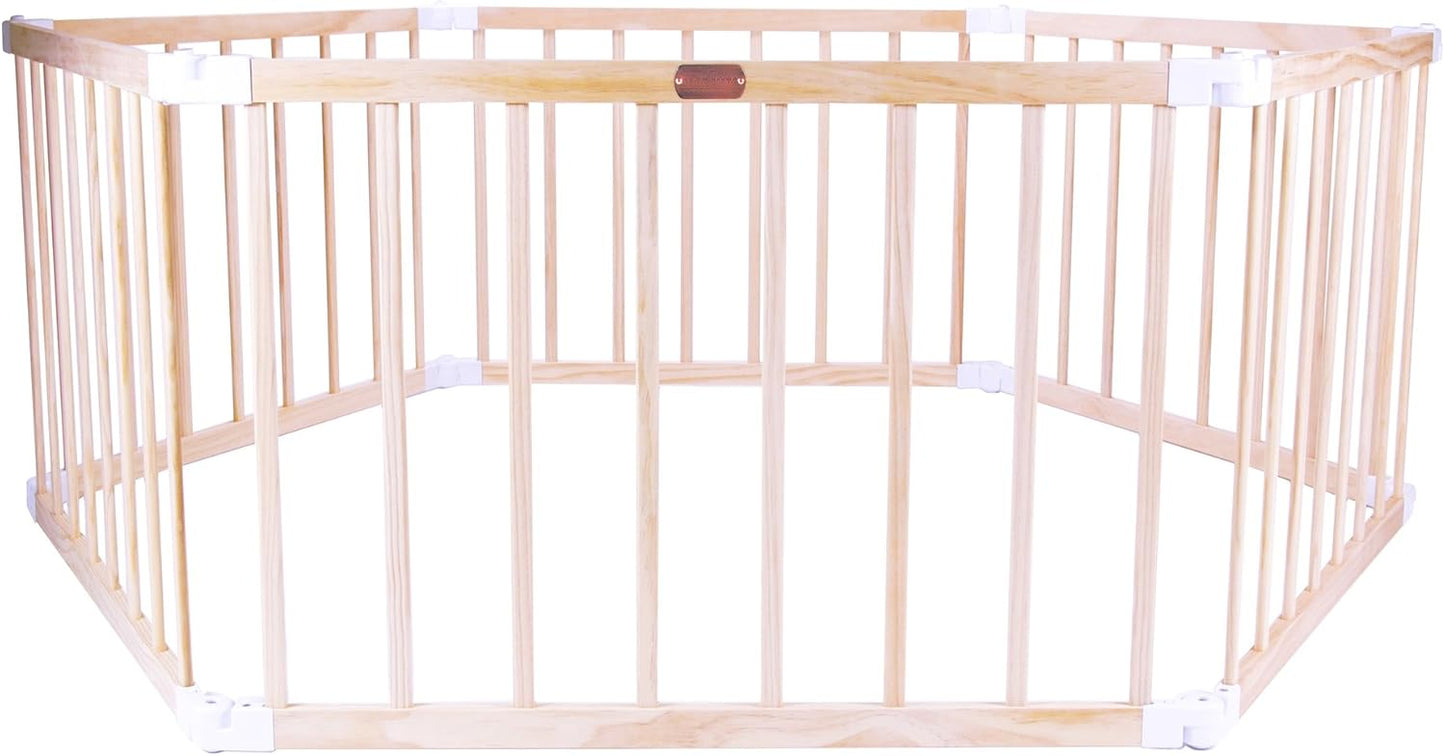 Little Boss Timber Hexagonal Playpen Natural Wood - Good Condition