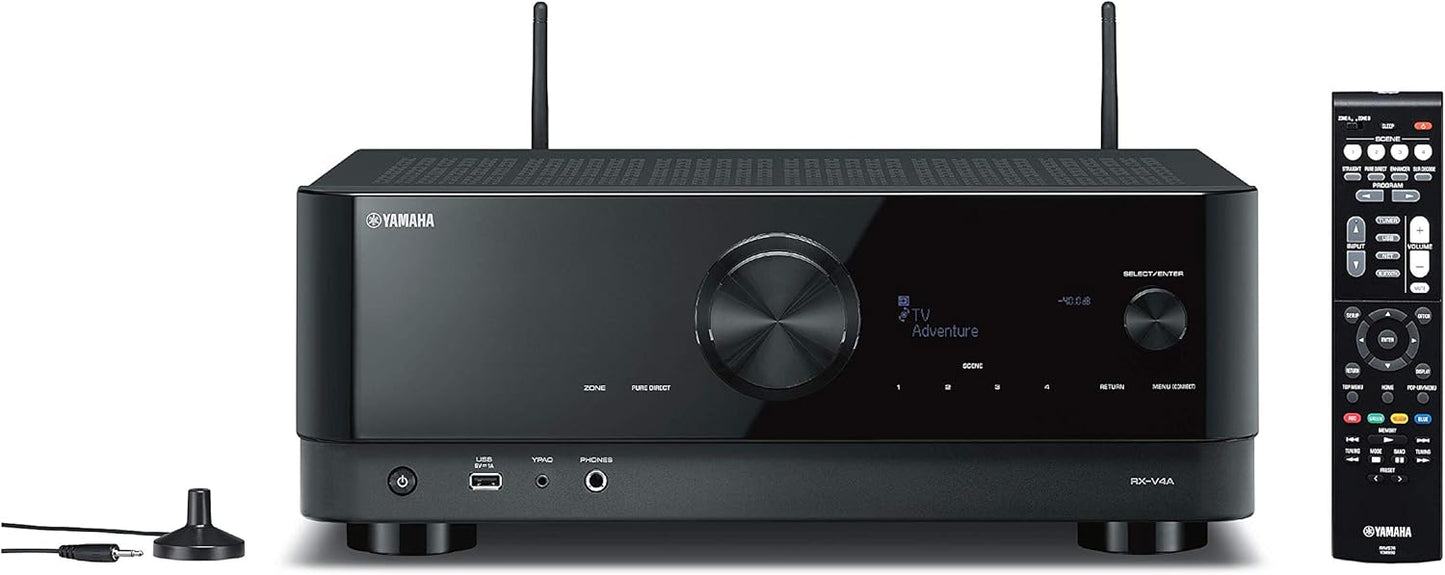 Yamaha RX-V4A 5.2-Channel AV Receiver with Wi-Fi, Bluetooth, MusicCast and Alexa Compatibility - New Condition