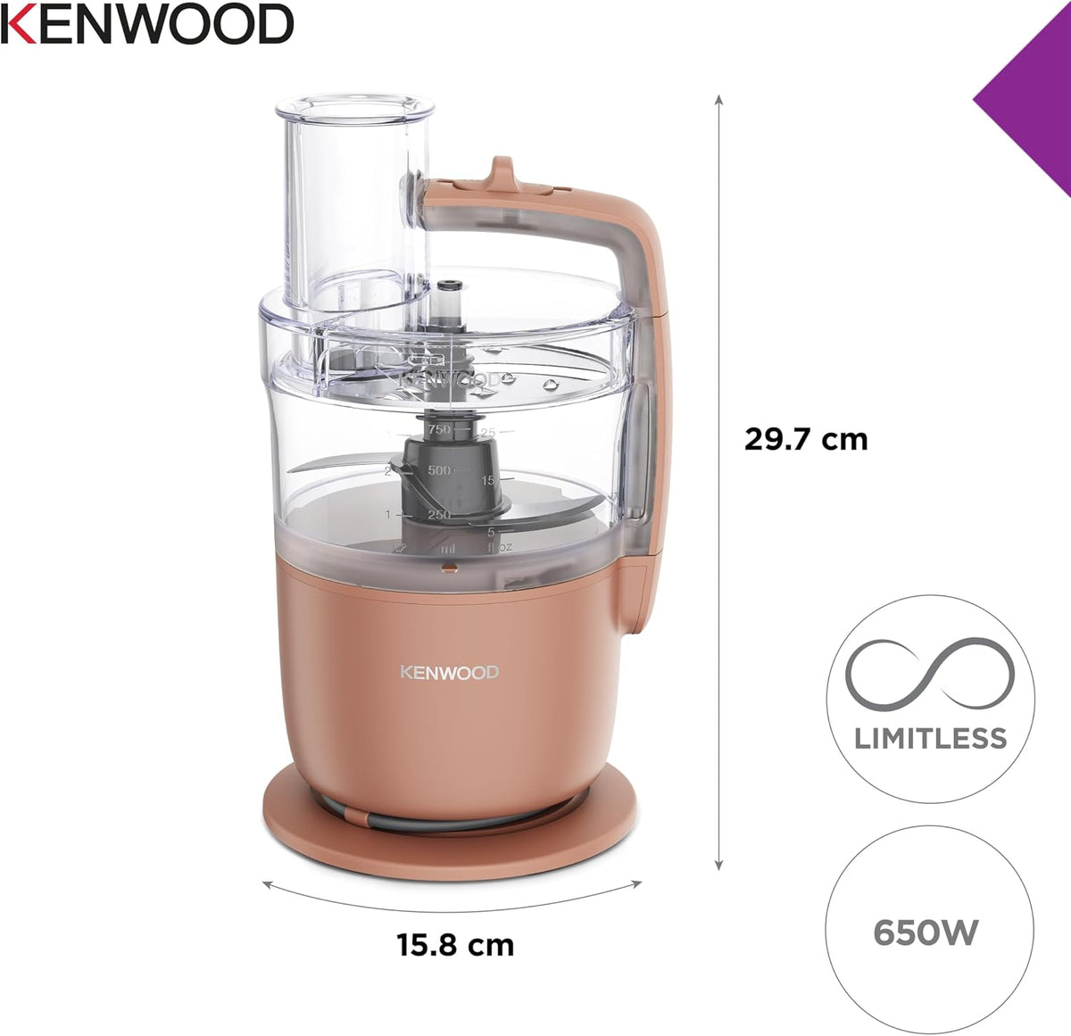 Kenwood MultiPro Go FDP22.130RD 650W Food Processor 1.3L Clay Red - New Condition