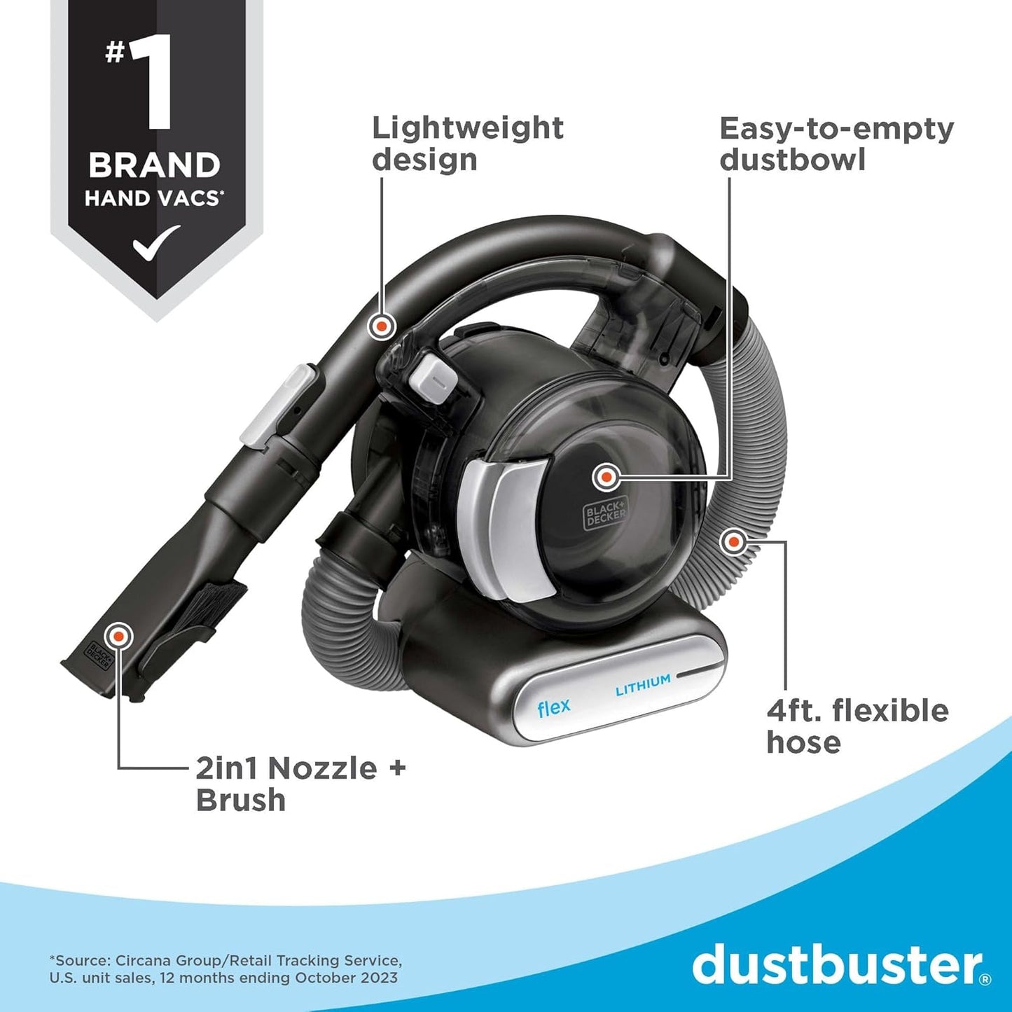 BLACK+DECKER 18V Lithium-Ion Flexi Dustbuster Cordless Handheld Vacuum - New Condition