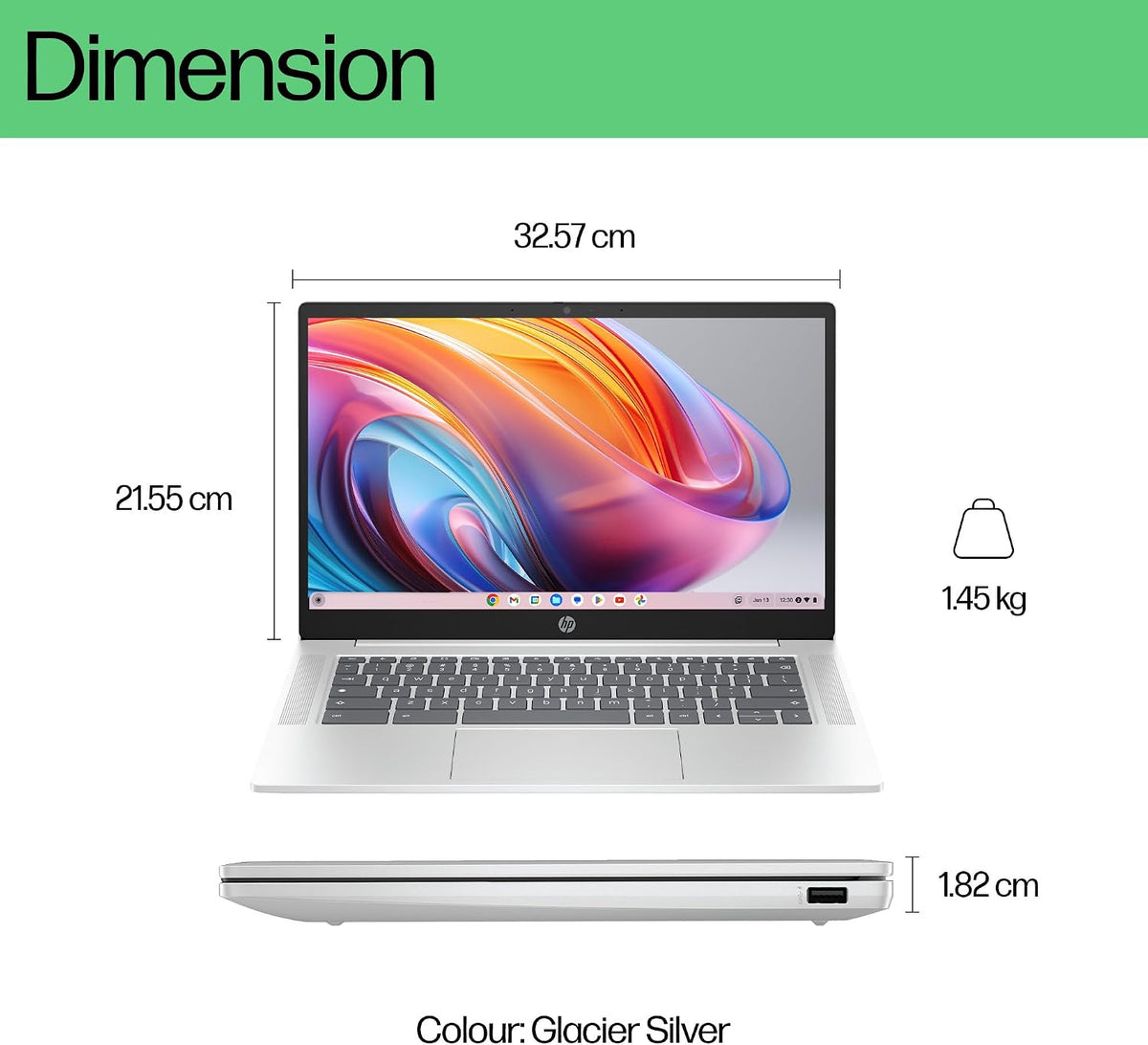 HP Chromebook 14a Touch N100 4GB 64GB eMMC HD Glacier Silver - New Condition