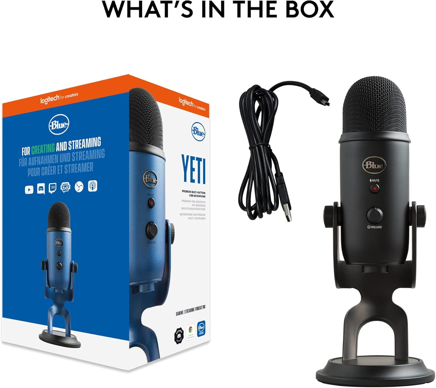 Logitech Yeti Premium Multi-Pattern USB Microphone with Blue VOICE - New Condition