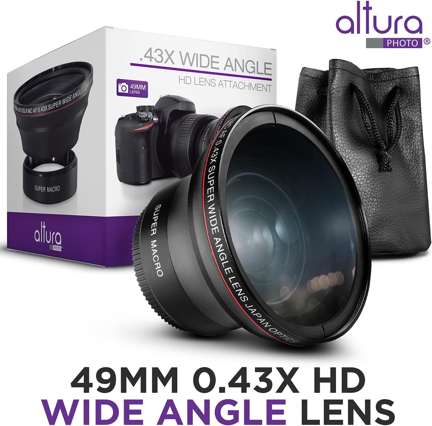 Altura Photo 49mm 0.43x Professional HD Wide Angle Lens with Macro for Mirrorless Cameras - New Condition