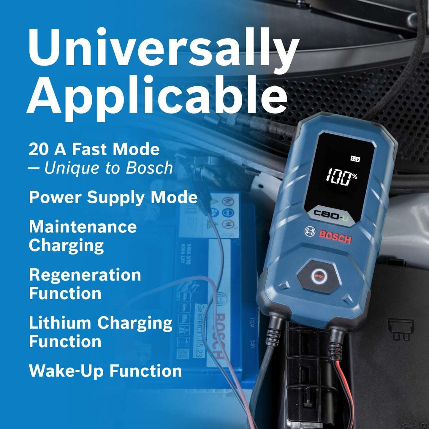 Bosch C80-Li 15A Smart Battery Charger for 6V & 12V Batteries - New Condition