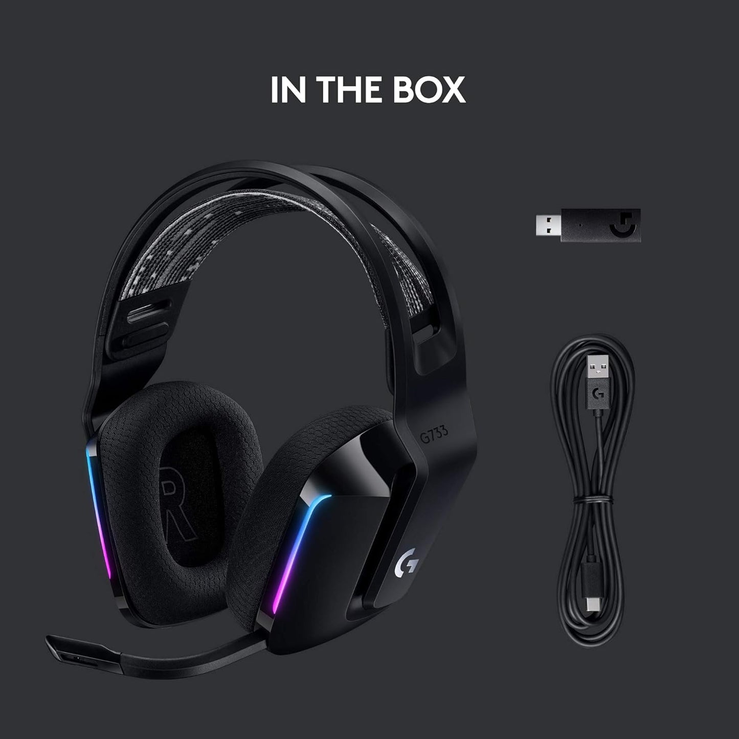 Logitech G733 Lightspeed Wireless Gaming Headset – Black - Excellent Condition