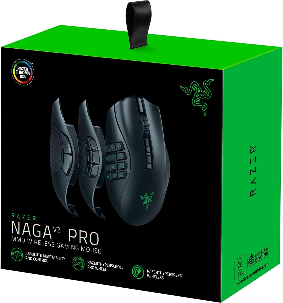 Razer Naga V2 Pro Wireless MMO Gaming Mouse – 30K DPI, 19+1 Buttons, HyperScroll Pro Wheel - New Condition